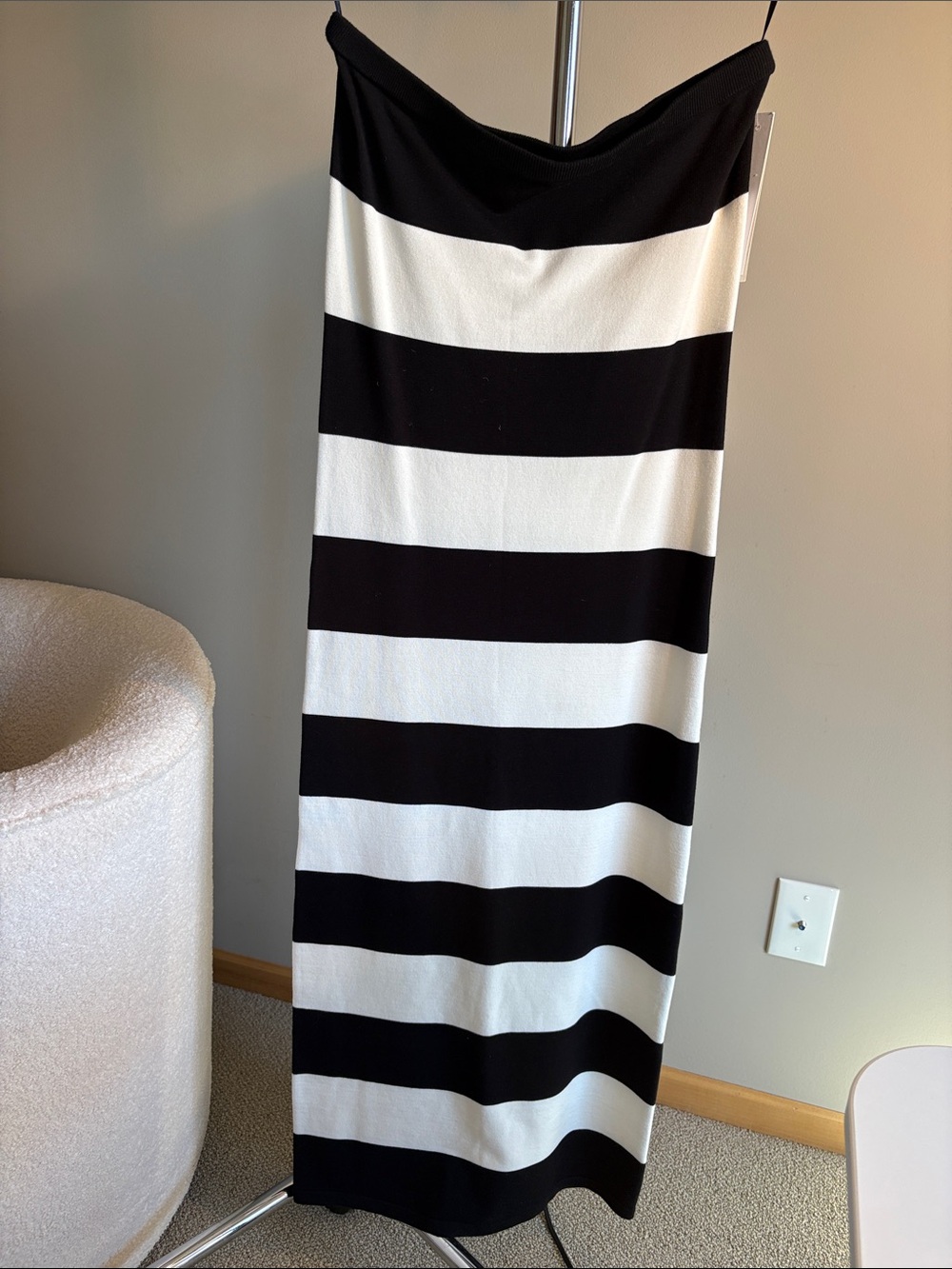 Aqua Black & White Strapless Stripe Maxi Dress (Bloomingdale’s)